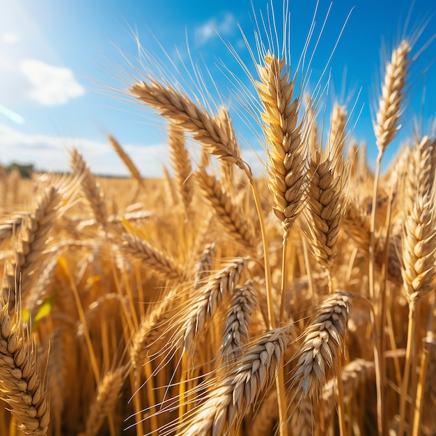 Close up of wheat ears field of wheat in a summer day Harvesting period