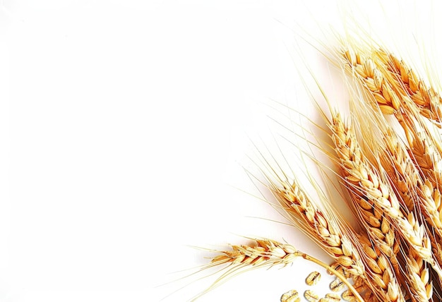 A close up of wheat grain with a white background