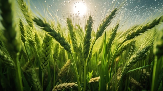 A close up of wheat plants