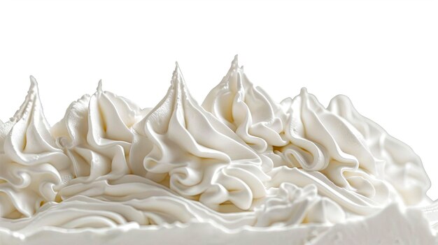 Photo close up of a whipped cream on white background