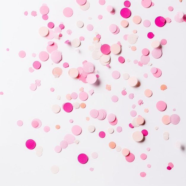 A close up of a white background with pink and white confetti generative ai