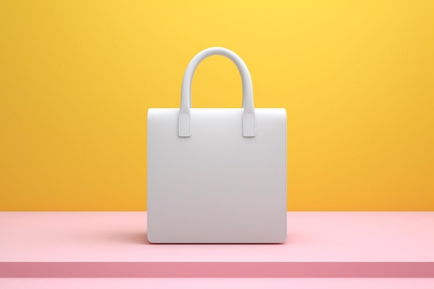 A close up of a white bag on a pink surface generative ai