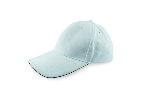 Photo close-up white baseball cap isolated on white background. file contains with clipping path so easy to work.