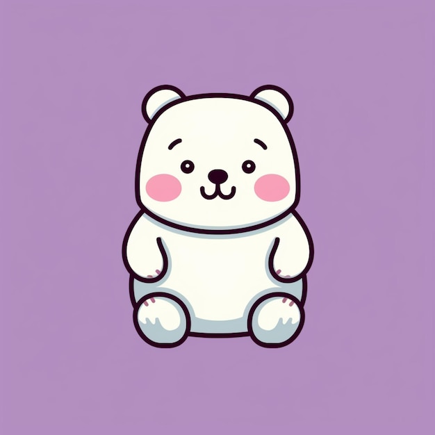 a close up of a white bear sitting on a purple background generative ai