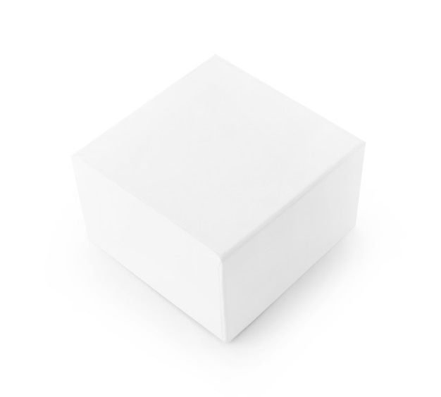 Close up of a white box on white surface