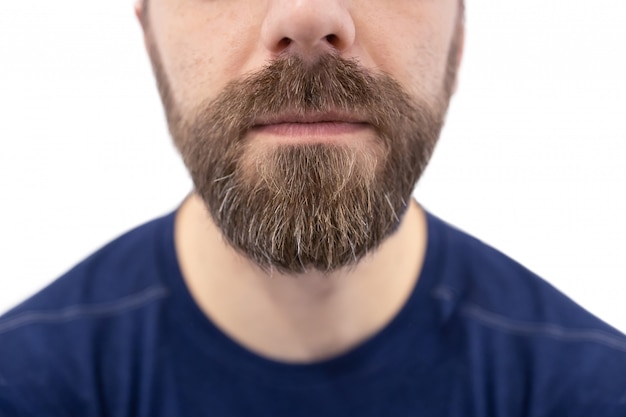 Close-up on white caucasian  man beard and mustache