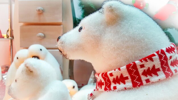 Close-up of white christmas decoration