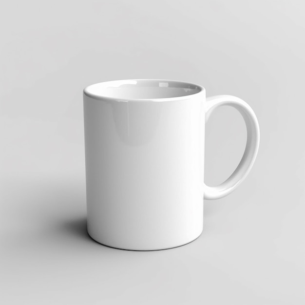 A close up of a white coffee mug on a gray surface generative ai