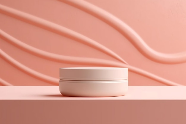 a close up of a white container on a pink surface generative ai