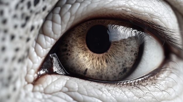 A close up of a white dragon eye