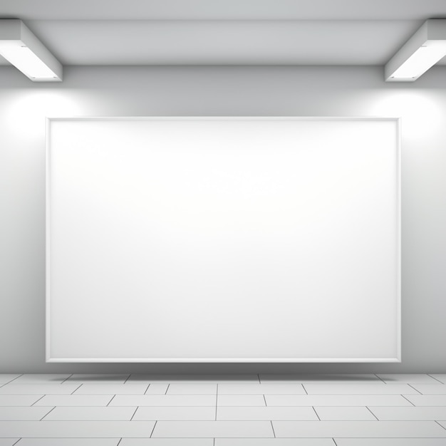 A close up of a white empty room with a large white screen generative ai