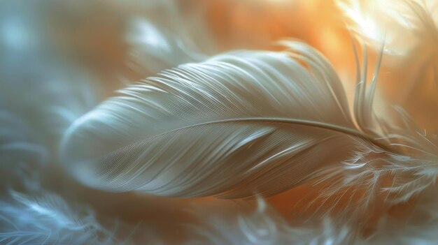 Close Up of a White Feather on Blurry Background