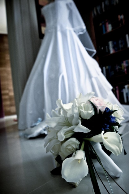 Photo close-up of white flower bouquet