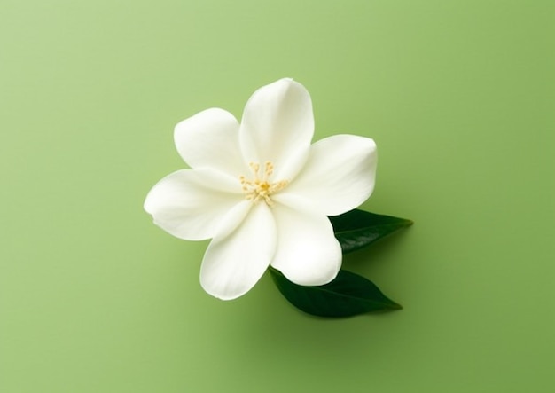 A close up of a white flower on a green surface generative ai