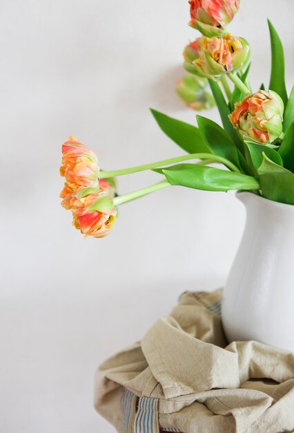 Close-up of white flower vase on table