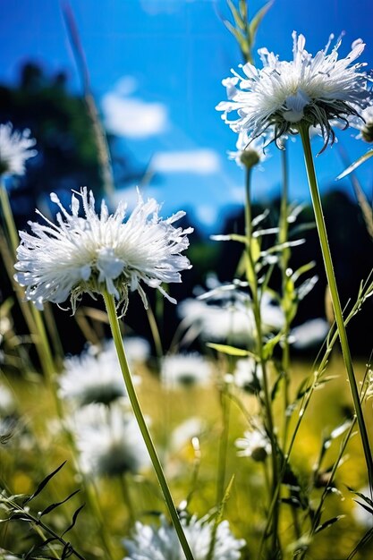 A close up of white flowers