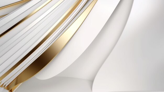 a close up of a white and gold abstract background with a curved design generative ai