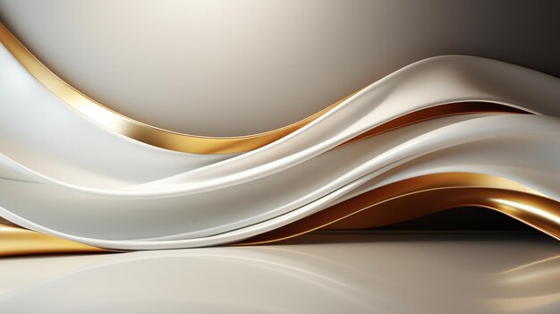 a close up of a white and gold abstract background with a curved design generative ai