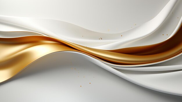 a close up of a white and gold abstract background with a smooth wave generative ai