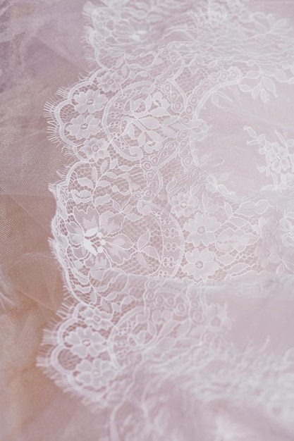 Photo close-up of white lace fabric