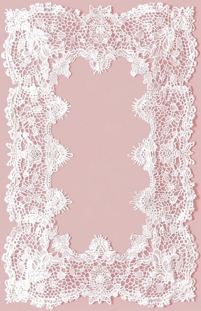 a close up of a white lace frame on a pink background generative ai