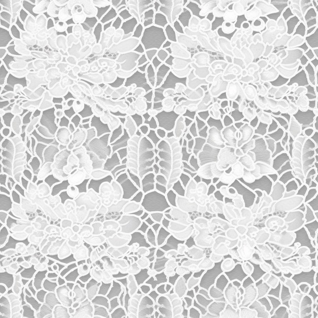 Photo a close up of a white lace with flowers on it generative ai