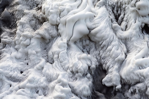 Close up of a white lava flow of volcano Generative AI illustration