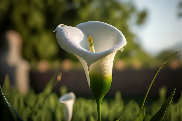 Close up white Lilly blooming in the garden