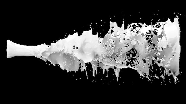 Close up White Milk Liquid Splashing on black