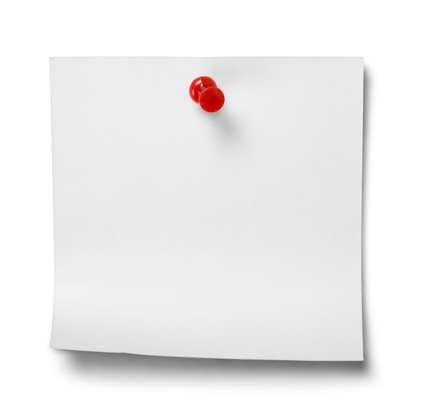 Close up of white note paper on white background with clipping path