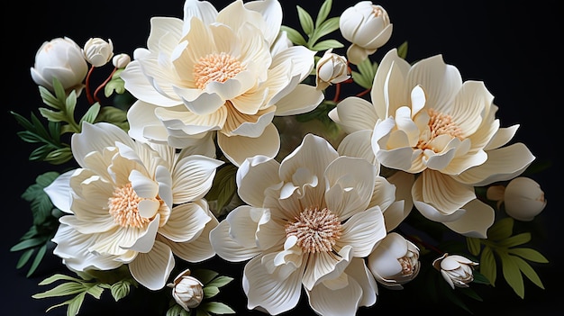 close up of white and orange flowers