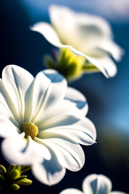 Close up of white petunia flowers on blurred of nature background