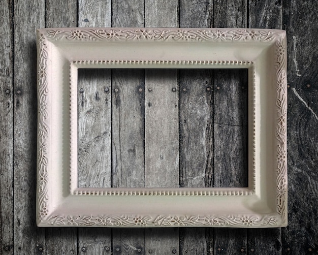 Close up white picture frame