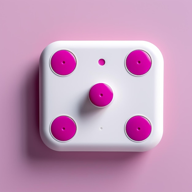 A close up of a white and pink button on a pink wall generative ai