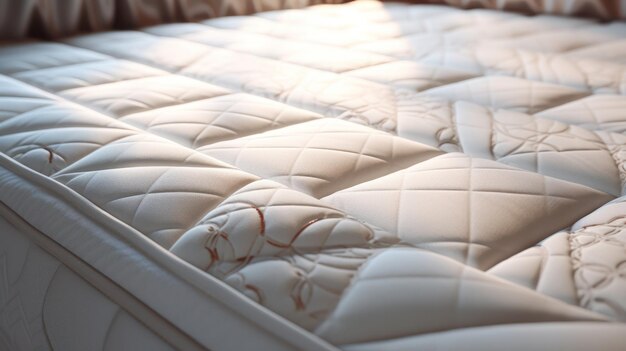 Close up of white quilted mattress