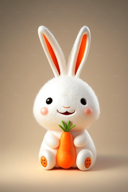 Close up of white rabbit sitting on table generative ai