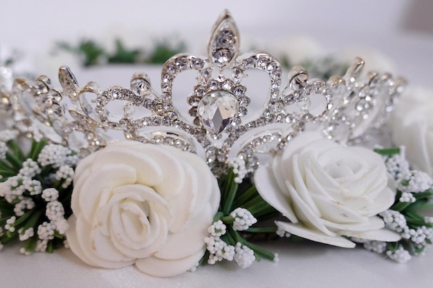 Photo close-up of white rose bouquet