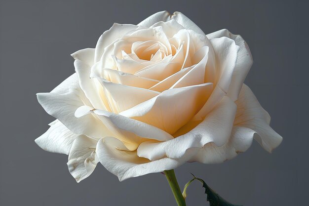 a close up of a white rose with a yellow center