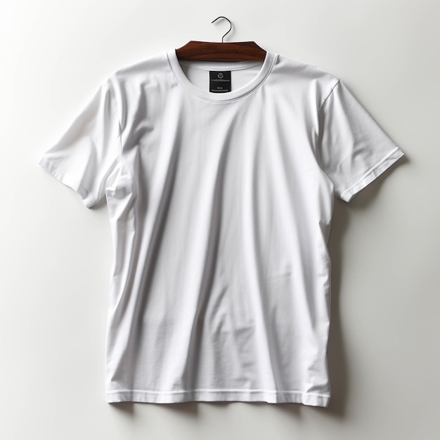 A close up of a white shirt hanging on a hanger generative ai
