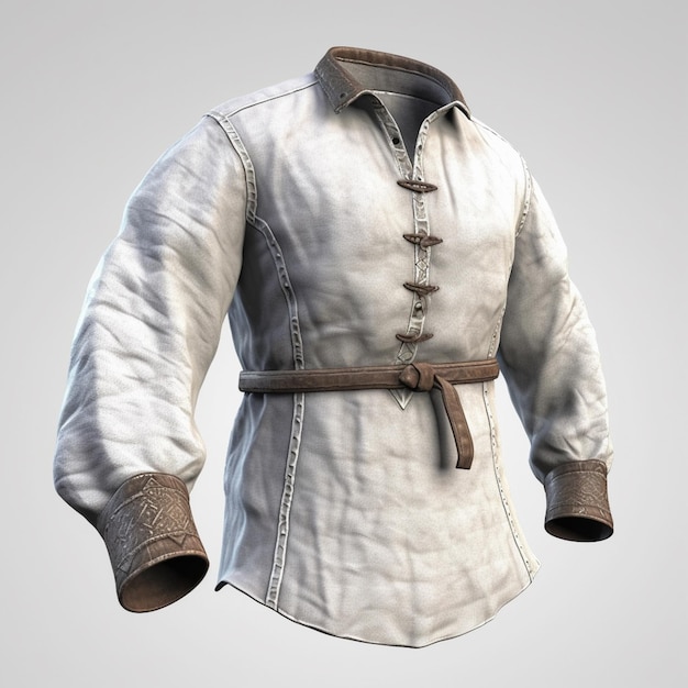 a close up of a white shirt with a brown belt generative ai