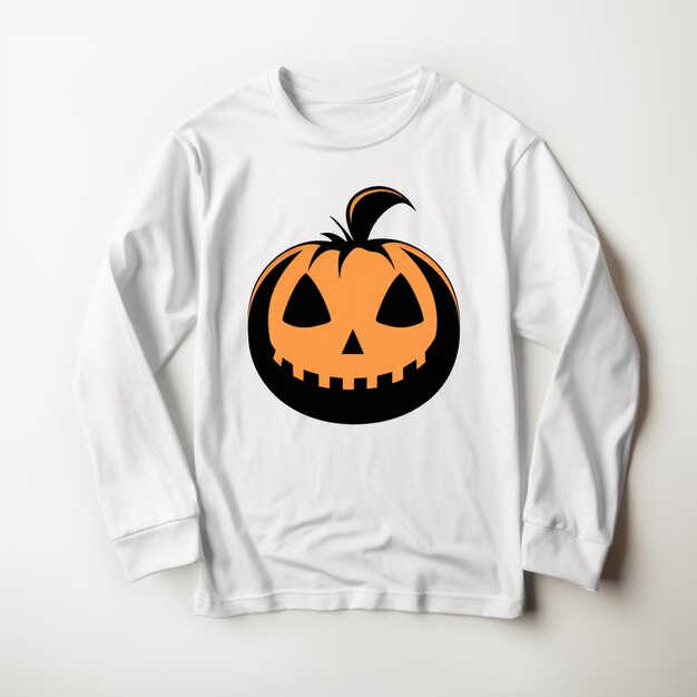 Photo a close up of a white shirt with a pumpkin on it generative ai