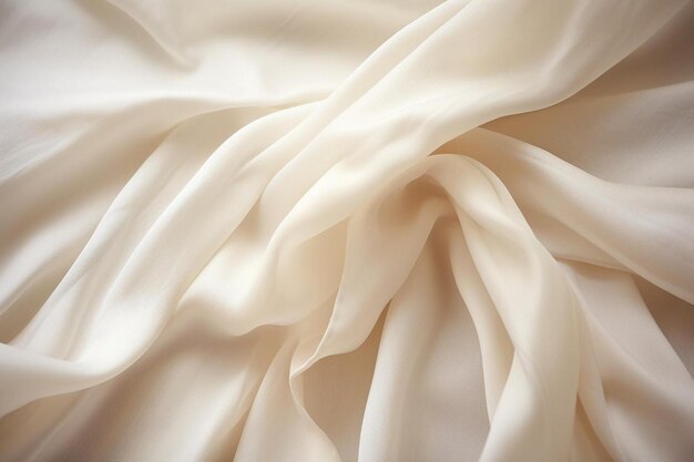 a close up of a white silk scarf