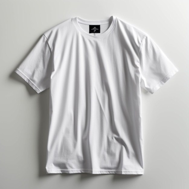 A close up of a white t shirt hanging on a wall generative ai