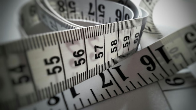 Photo close-up of white tape measure