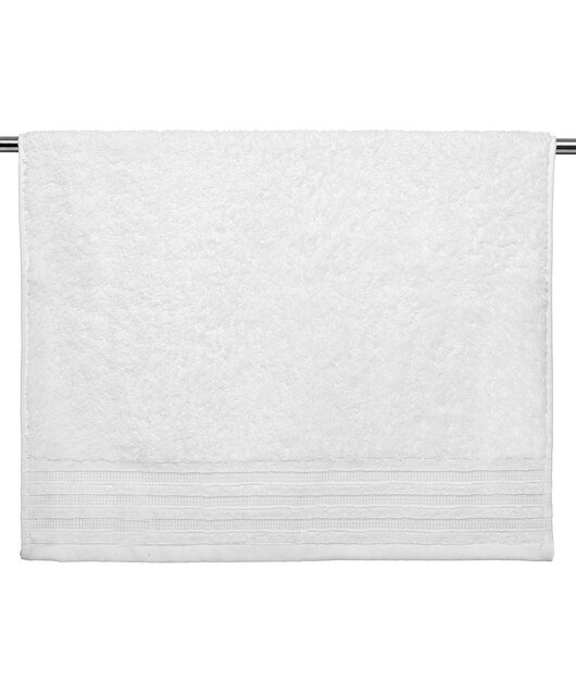 Photo close up of a white towel bathroom on white background