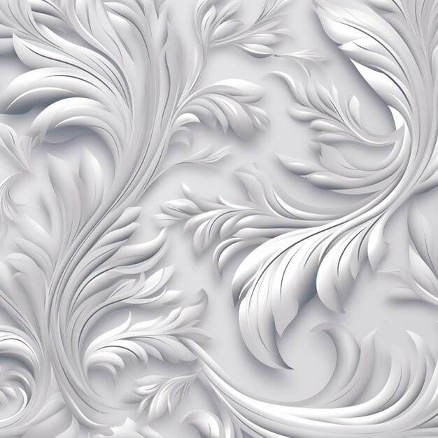 A close up of a white wall with a pattern of leaves generative ai