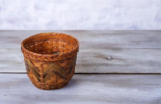 Close-up of wicker basket on table