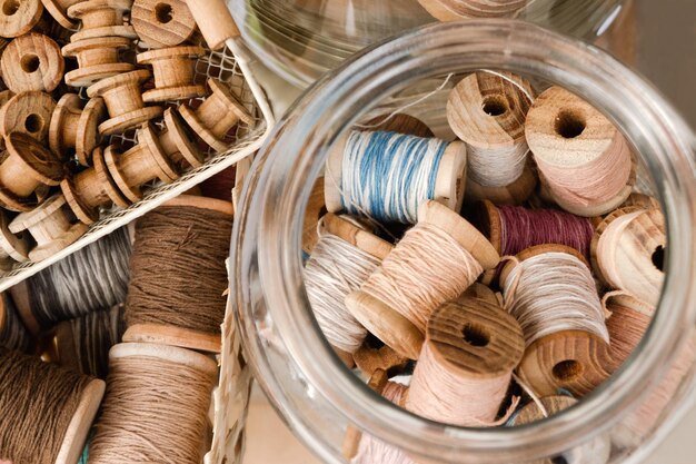 Close-up of wicker basket