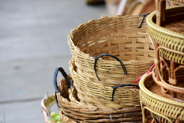 Close-up of wicker basket