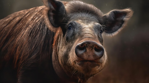 Photo a close up of a wild boar's face